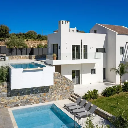 别墅 Magnificent Crete 4 Bedrooms Anthos Two Large Private Pools Jacuzzi Bbq Close To The Rethymno