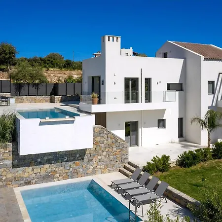 Villa Magnificent Crete 4 Bedrooms Anthos Two Large Private Pools Jacuzzi Bbq Close To The Rethymno